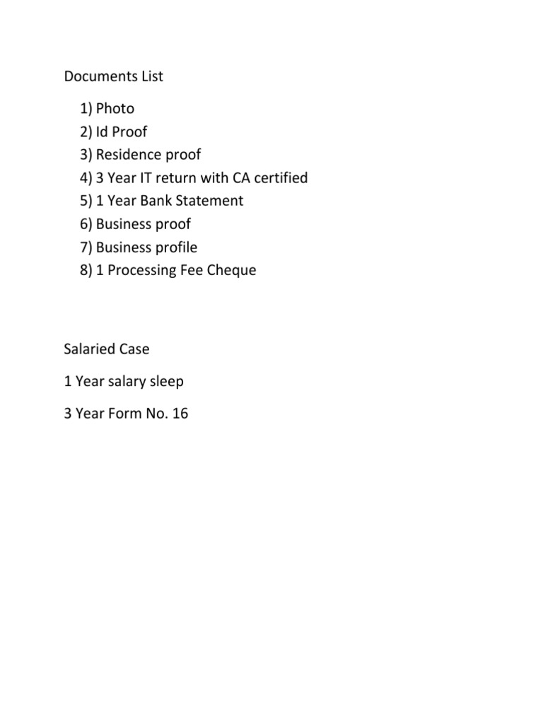 Documents List | PDF | Finance & Money Management