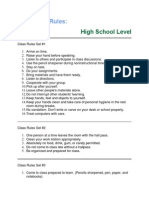 Classroom Rules:: High School Level