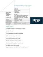 Fill in The Chart With Information About Mexico or A State in Mexico