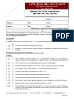 Fire Sprinkler System NFPA 13 Plan Review Checklist