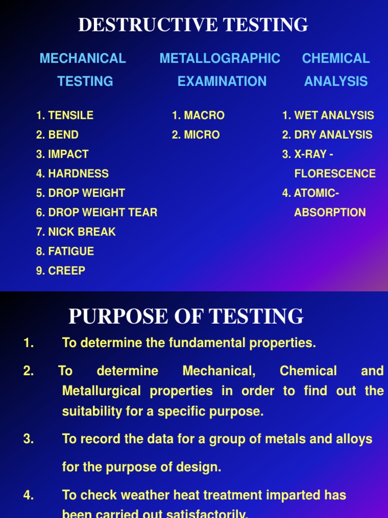 Destructive Testing: Mechanical Metallographic Chemical Testing ...