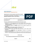 Semen Specimen Patient Instructions and Appointment Form