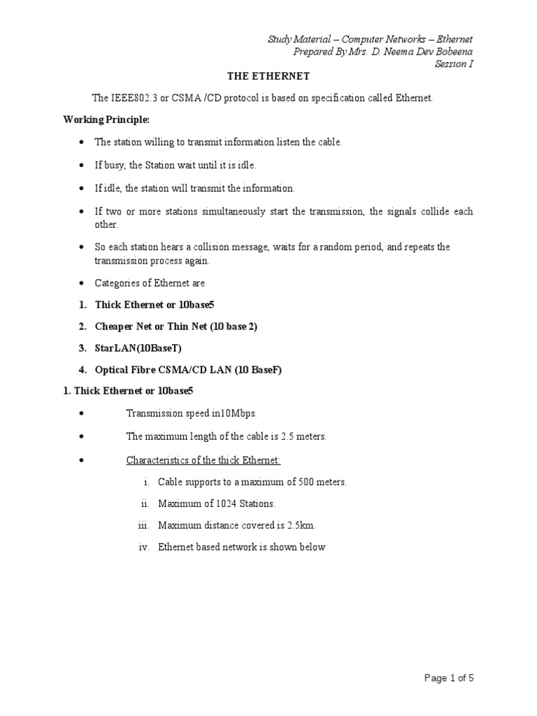 Ethernet Pdf Ethernet Computer Standards