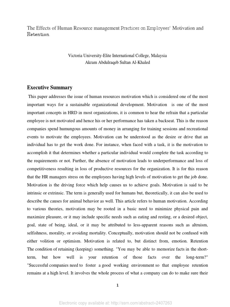 The Effects of Human Resource Management Practices On Employees ...