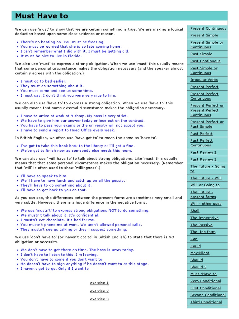 English Grammar Must Have To PDF | PDF | Perfect (Grammar) | Onomastics