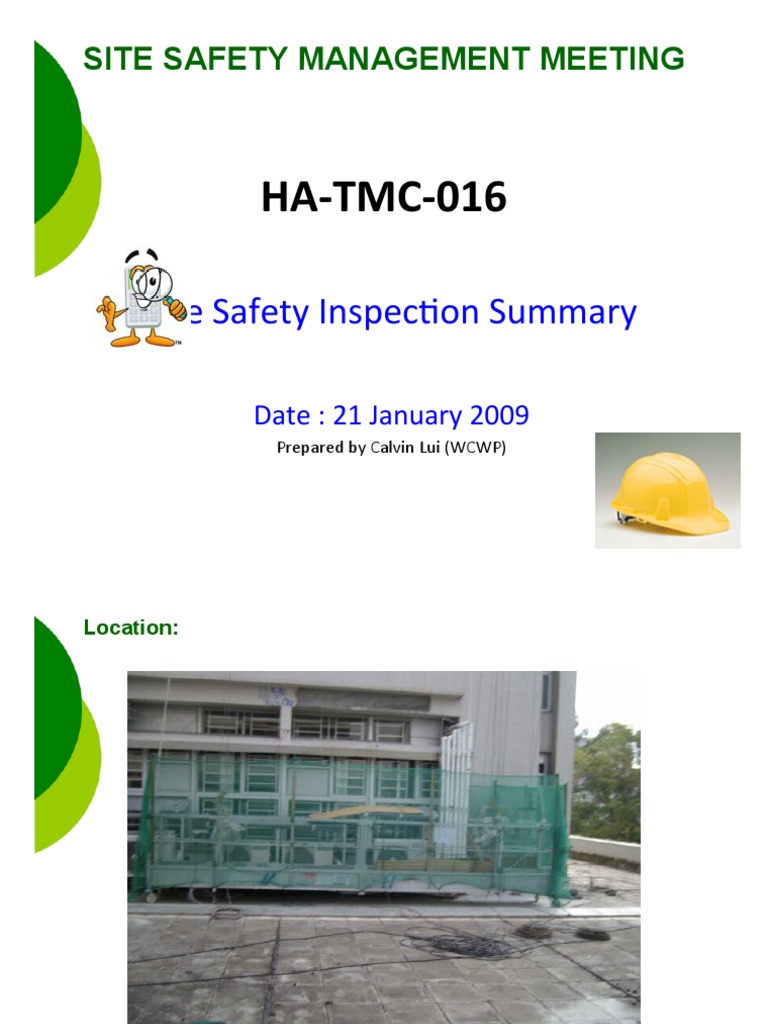 2009-01-21 HA-TMC-016 Inspection Summary | PDF