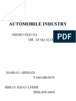 Automobile Industry: Presented To: Mr. Afaq Ali Khan