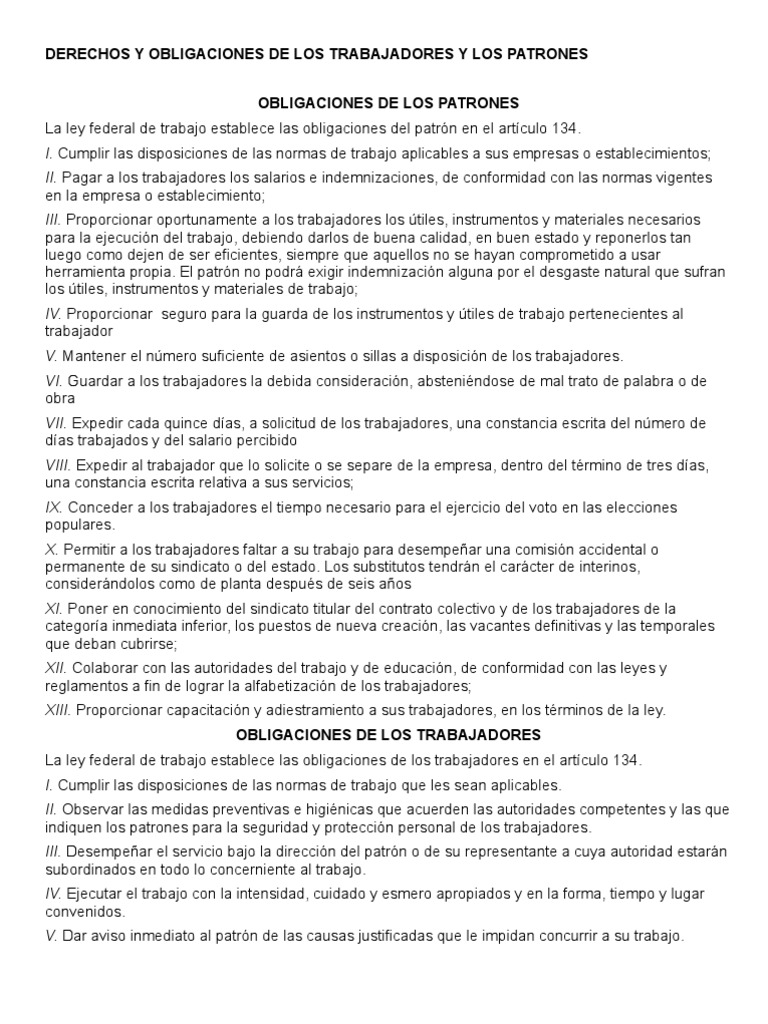 Derechos y Obligaciones Laborales | PDF | Derecho laboral | Salario
