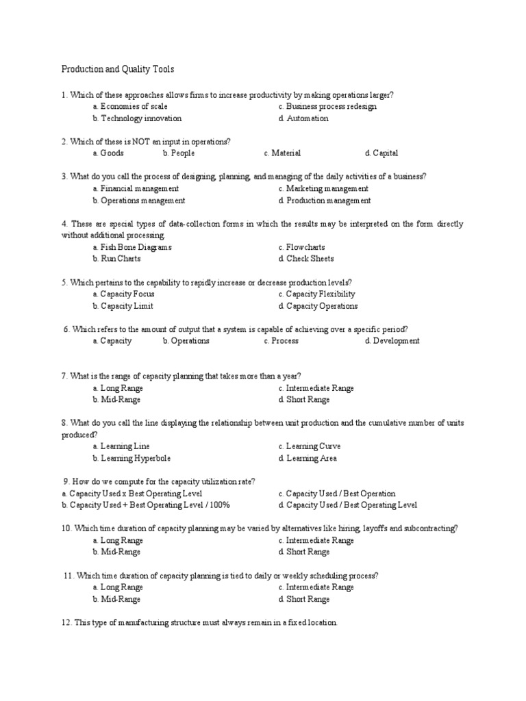 Productivity and Quality Tools PDF Business Process Lean