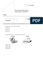 Prueba Diagnóstico Matemática 5os Básicos