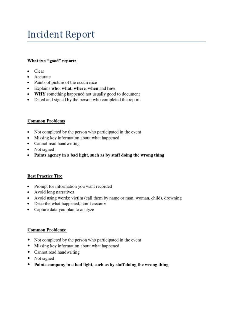 Effective Incident Report Guide | PDF