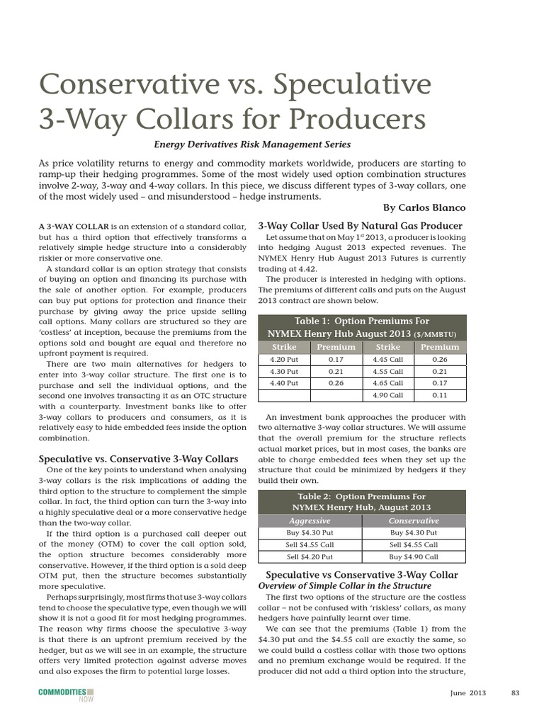3Way Collars For Producers PDF Hedge (Finance) Option (Finance)