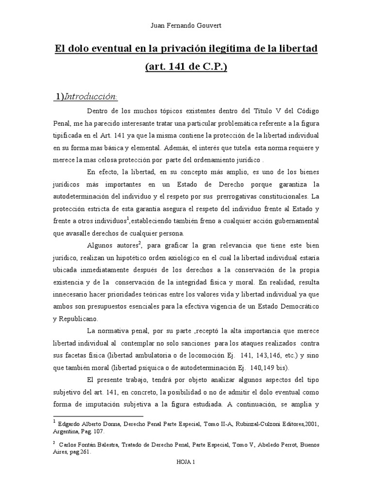 Privacion Ilegitima de La Libertad | PDF | Intención (Derecho Penal ...