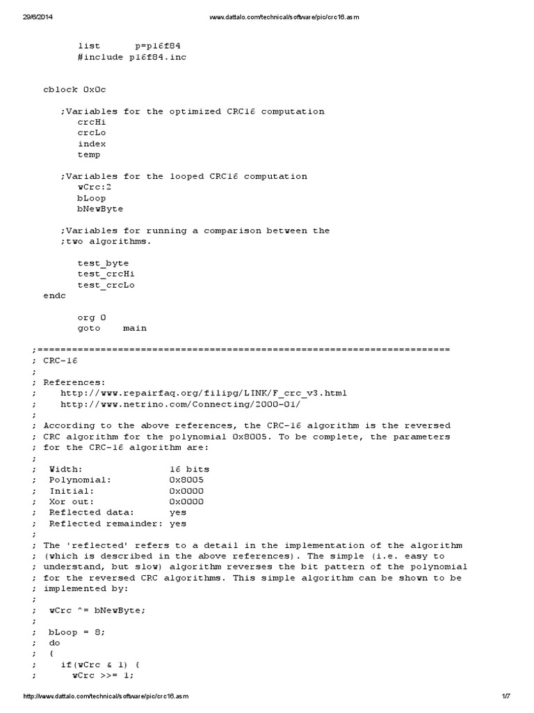 Technical Software Pic Crc16 | PDF | Theory Of Computation | Areas Of ...