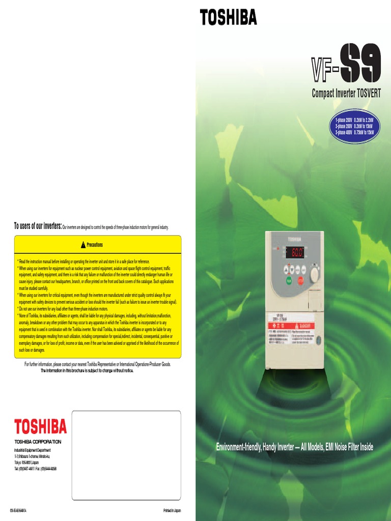 Toshiba VF-S9 Inverter Manual Overview | PDF | Power Supply