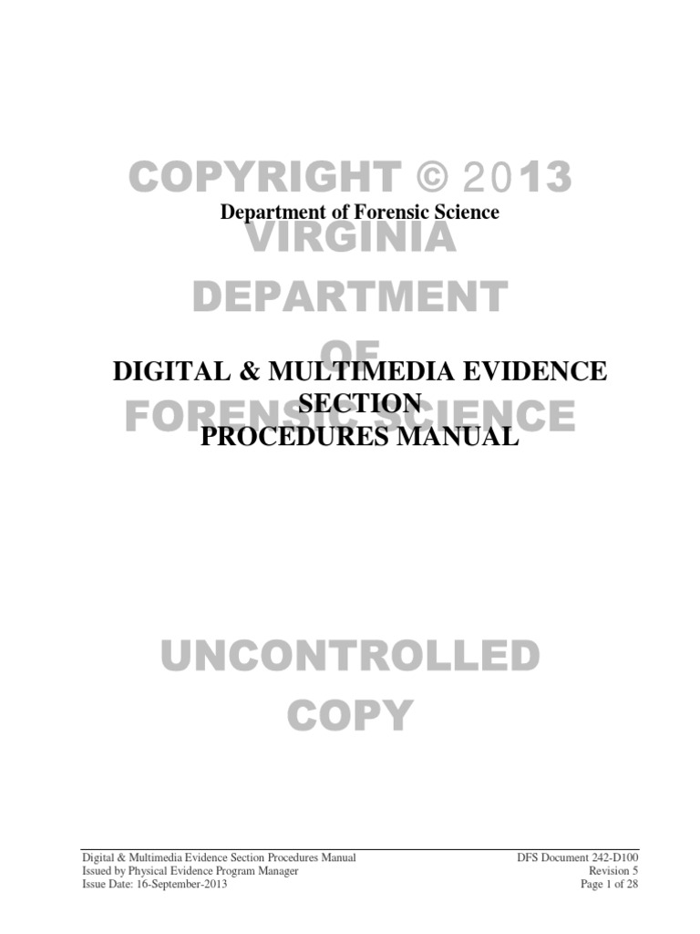 Digital & Multimedia Evidence Section Procedures Manual | PDF