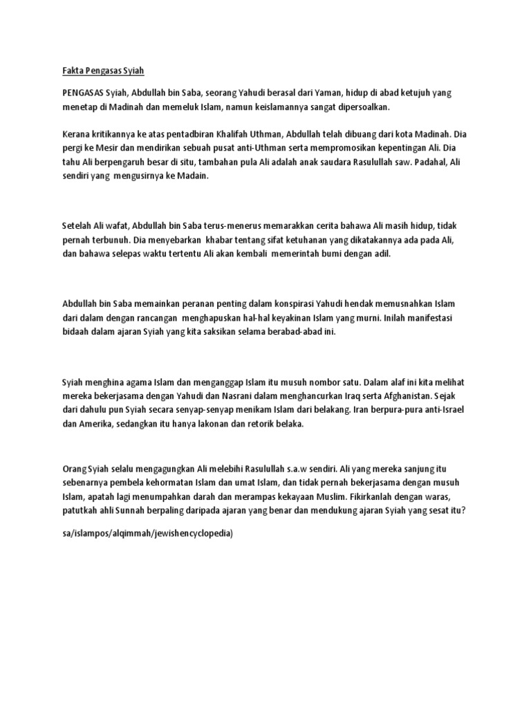 Fakta Pengasas Syiah Pdf
