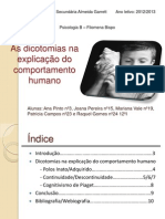 As Dicotomias Na Explicação Do Comportamento Humano