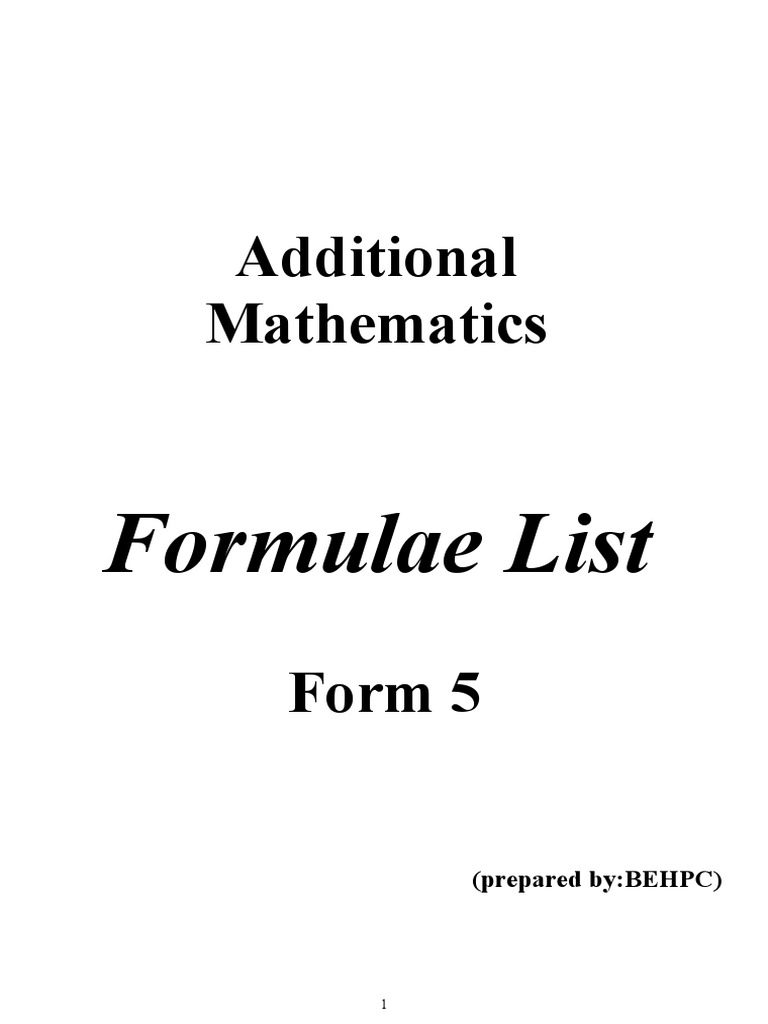 SPM Add Maths Formula List Form5 | Trigonometric Functions ...