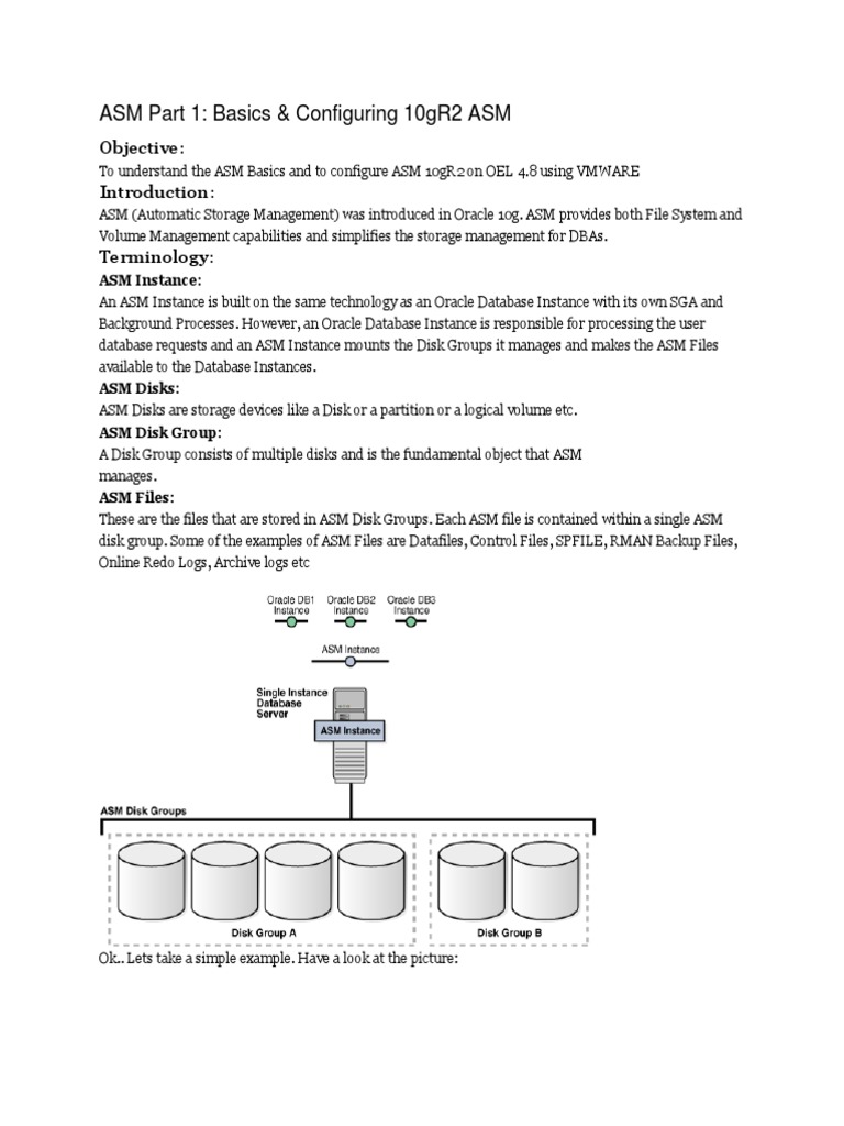 ASM Part 1 Basics and Configuring 10gR2 ASM Oracle Database Databases