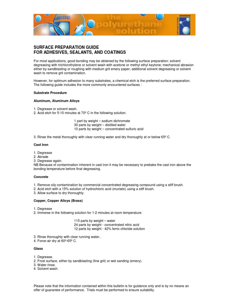 Surface Preparation Guide For Adhesives, Sealants, and Coatings PDF