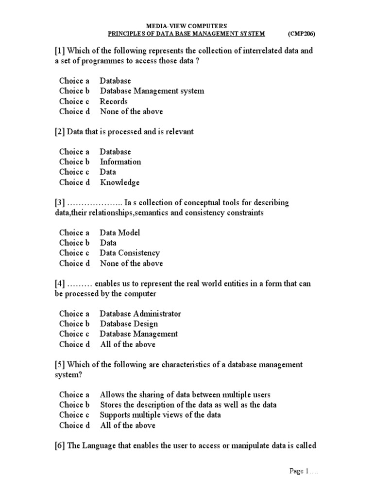 Database Management System Principles | PDF | Database Transaction ...