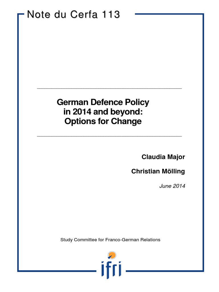 German Defence Policy in 2014 and Beyond: Options For Change | PDF ...