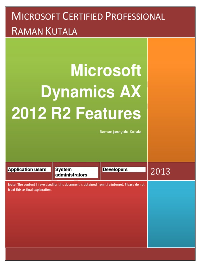 Microsoft Dynamics AX 2012 R2 Features | PDF | Retail | Share Point