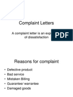 Complaint Letters: A Complaint Letter Is An Expression of Dissatisfaction