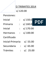 COSTO TRÁMITES 2014