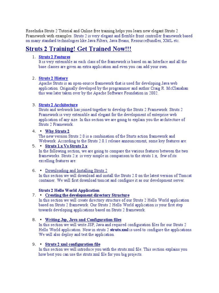 Struts 2 Framework Tutorial Guide | PDF | Web Server | Internet & Web