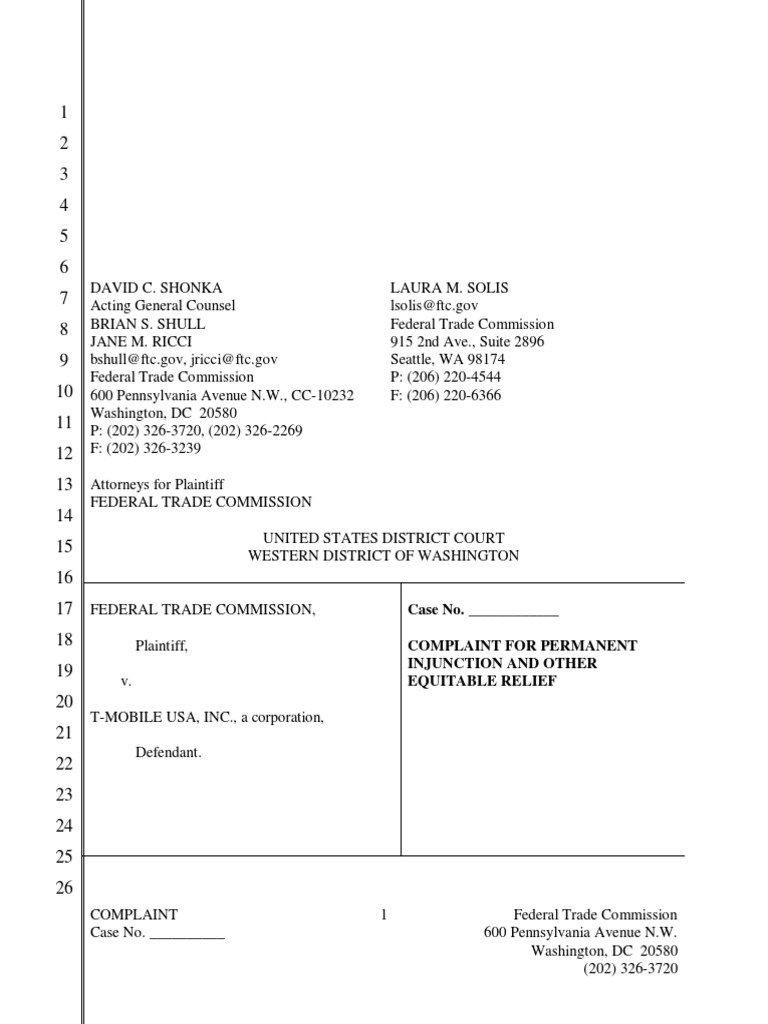 FTC Complaint Against T-Mobile for Cramming | PDF | Federal Trade ...