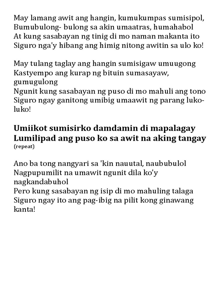 Hibang Sa Awit Lyrics | PDF