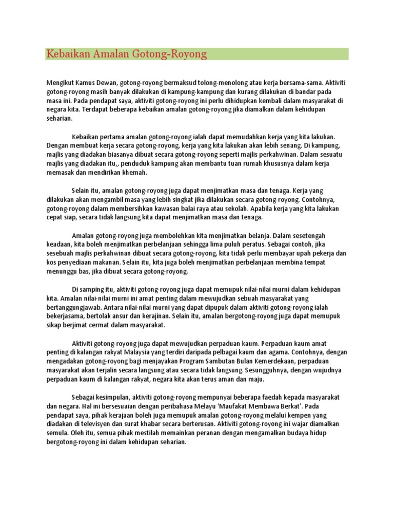 Kebaikan Amalan Gotong Royong Pdf