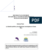 Cruz, J. 2012. La Gestión Política y Las Dinámicas Municipales en Costa Rica PDF
