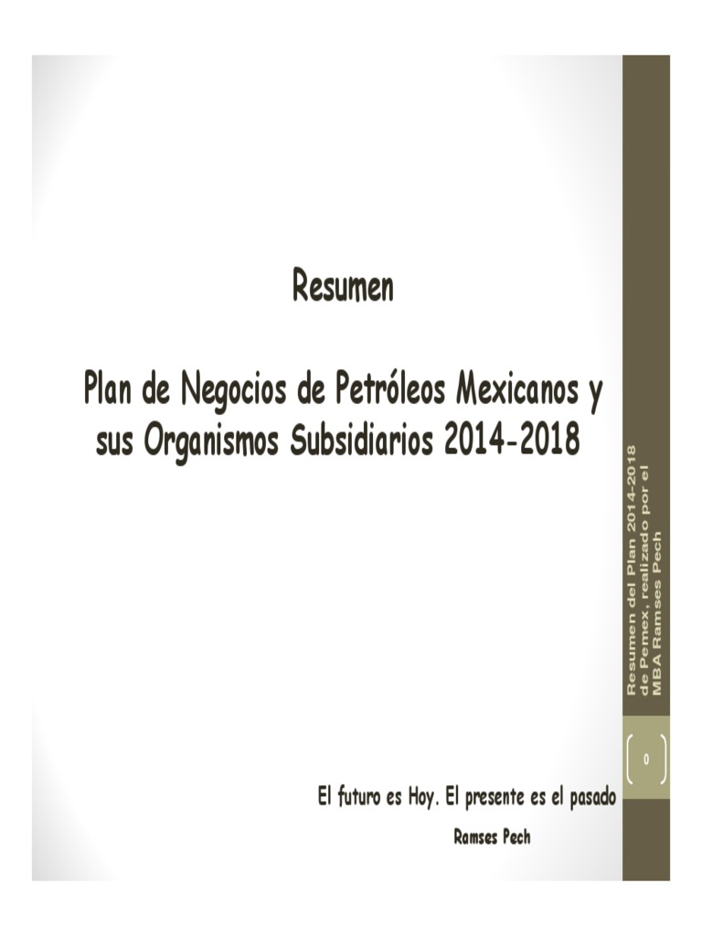 Plan de Negocios Pemex 2014-2018 | PDF | Petróleo | Gas natural
