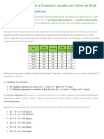 Problemas de IO Resuelto Con Solver de Excel