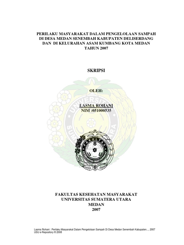 Skripsi Perilaku Masyarakat Dalam Pengelolaan Sampah