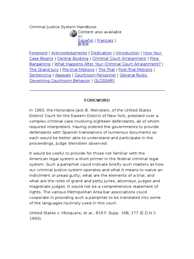 Criminal Justice System Handbook | PDF | Grand Jury | Law