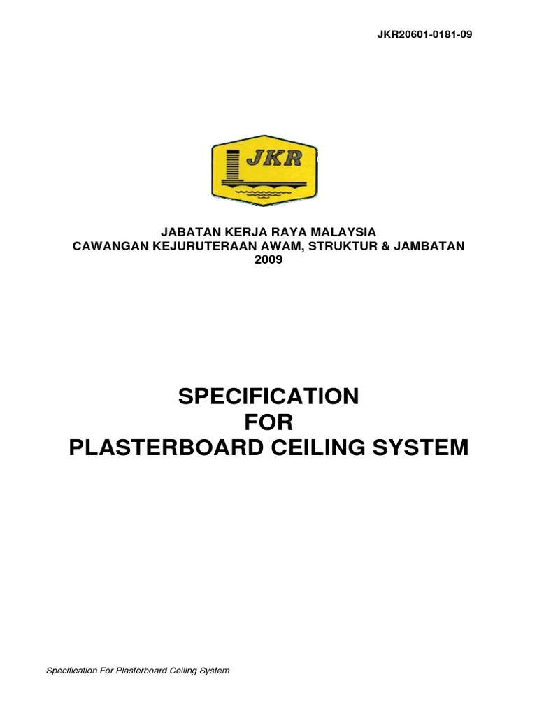 Specification For Plasterboard - Ceiling System | PDF