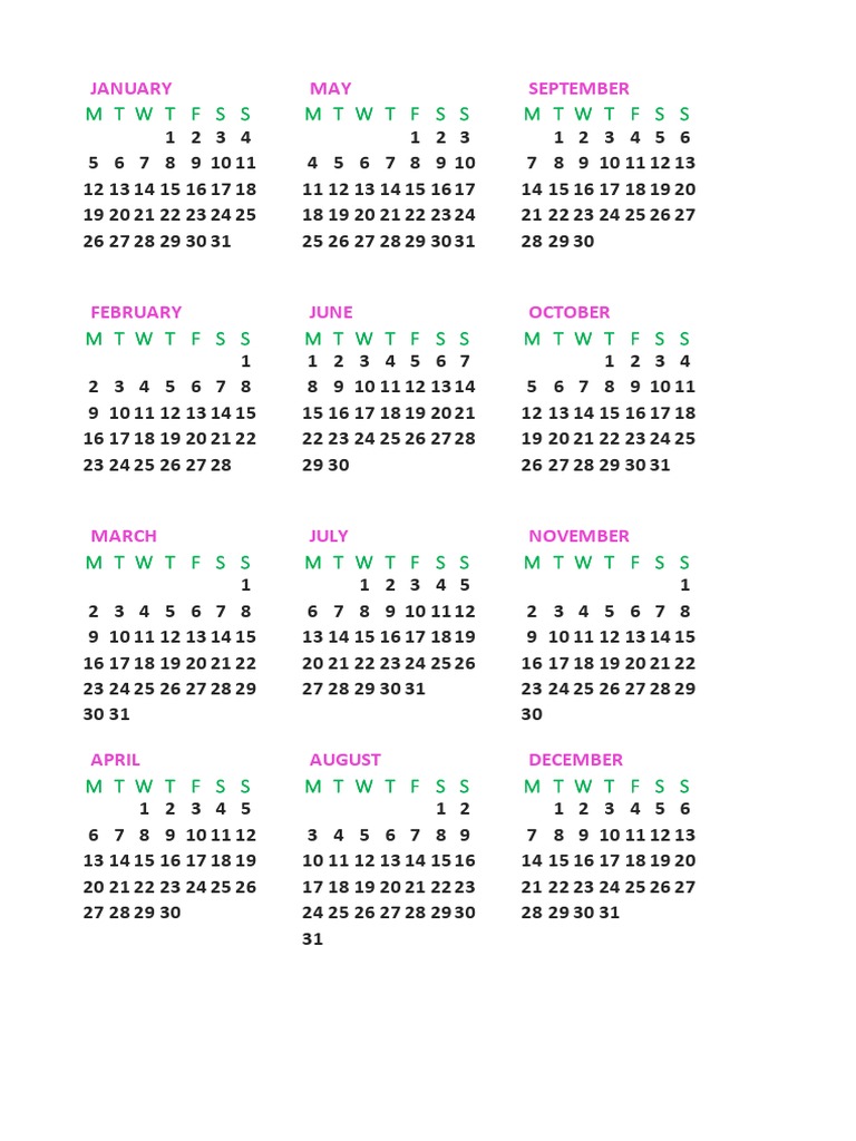 Monthly Calendar Overview | PDF