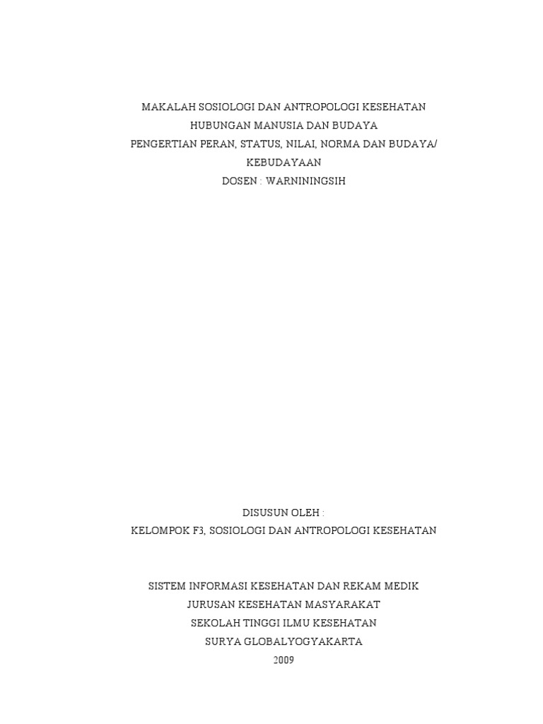 Makalah Sosiologi Dan Antropologi Kesehatan