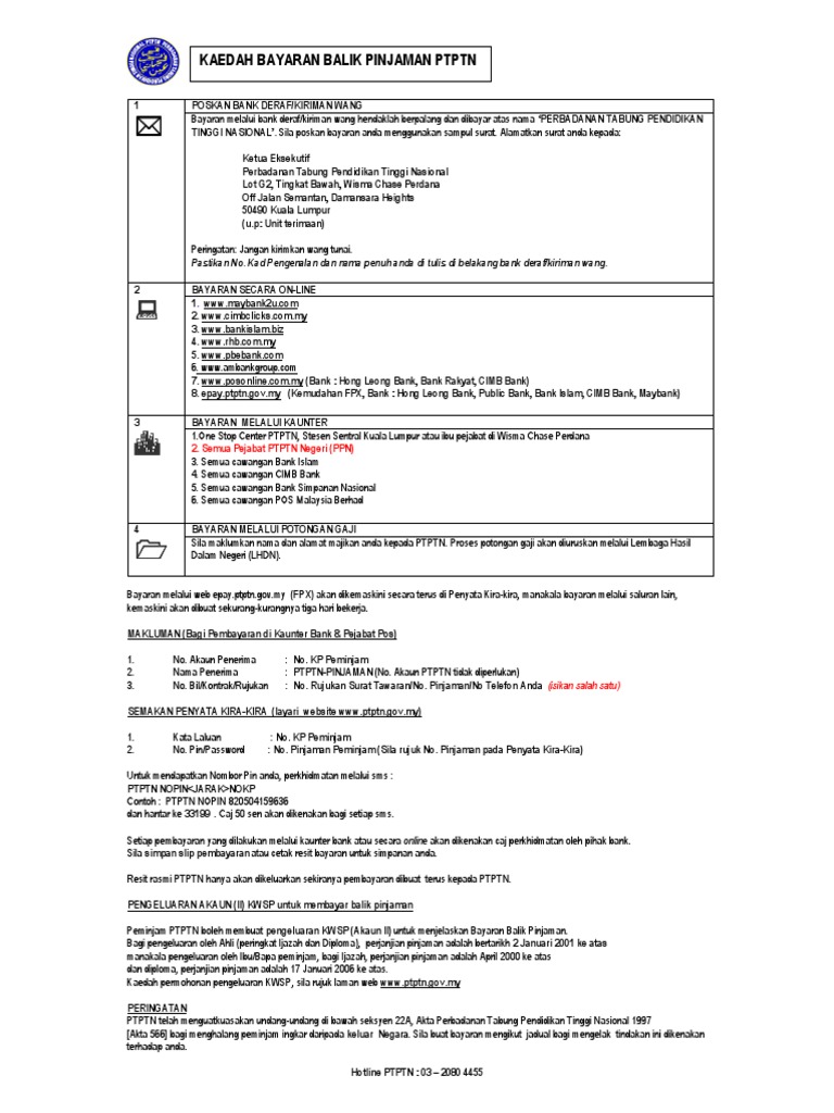 Kaedah Bayaran Balik Pinjaman Ptptn Pdf