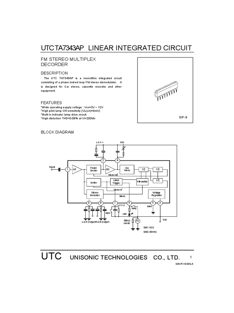 Utc Ta7343ap | PDF | Electronic Circuits | Electricity