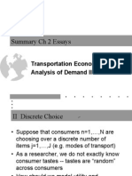 Summary CH 2 Essays: Transportation Economics: Analysis of Demand II
