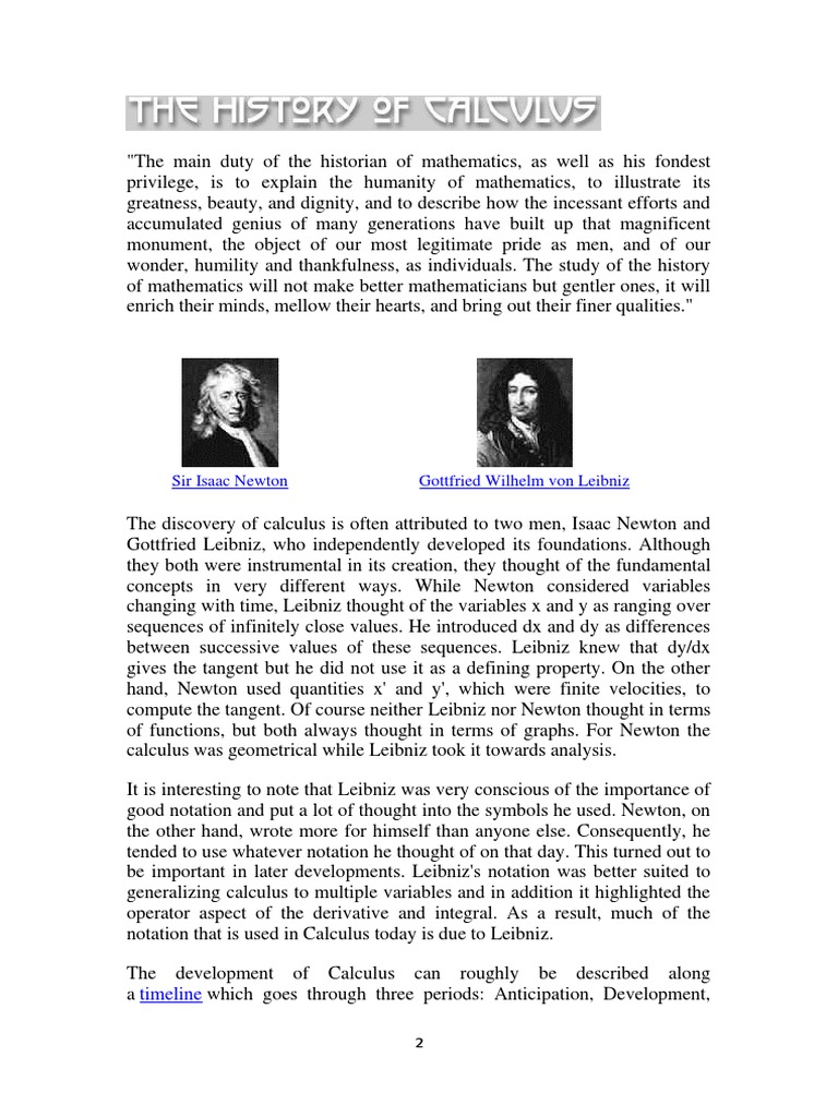 History of Calculus Development | PDF