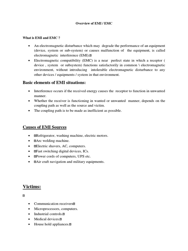 Emi and Emc | PDF | Electromagnetic Compatibility | Electromagnetic ...