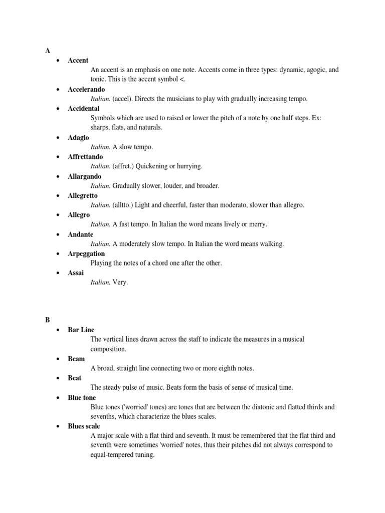 Music Dictionary PDF Tempo Interval (Music)