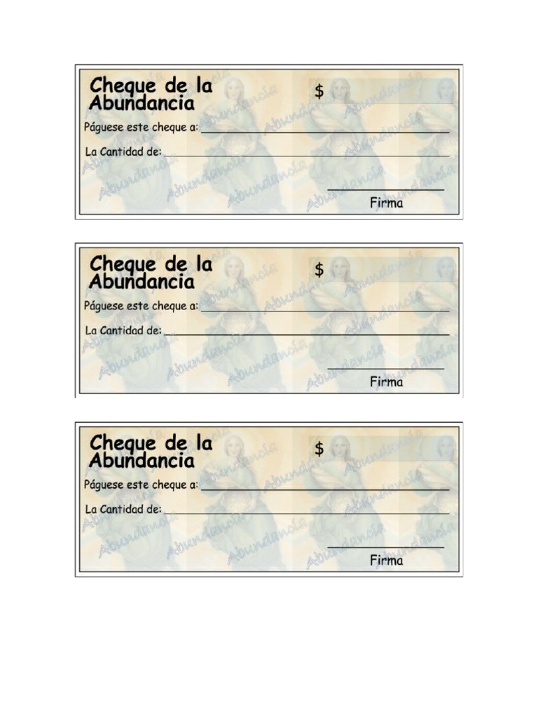 Cheque de La Abundancia para Imprimir PDF