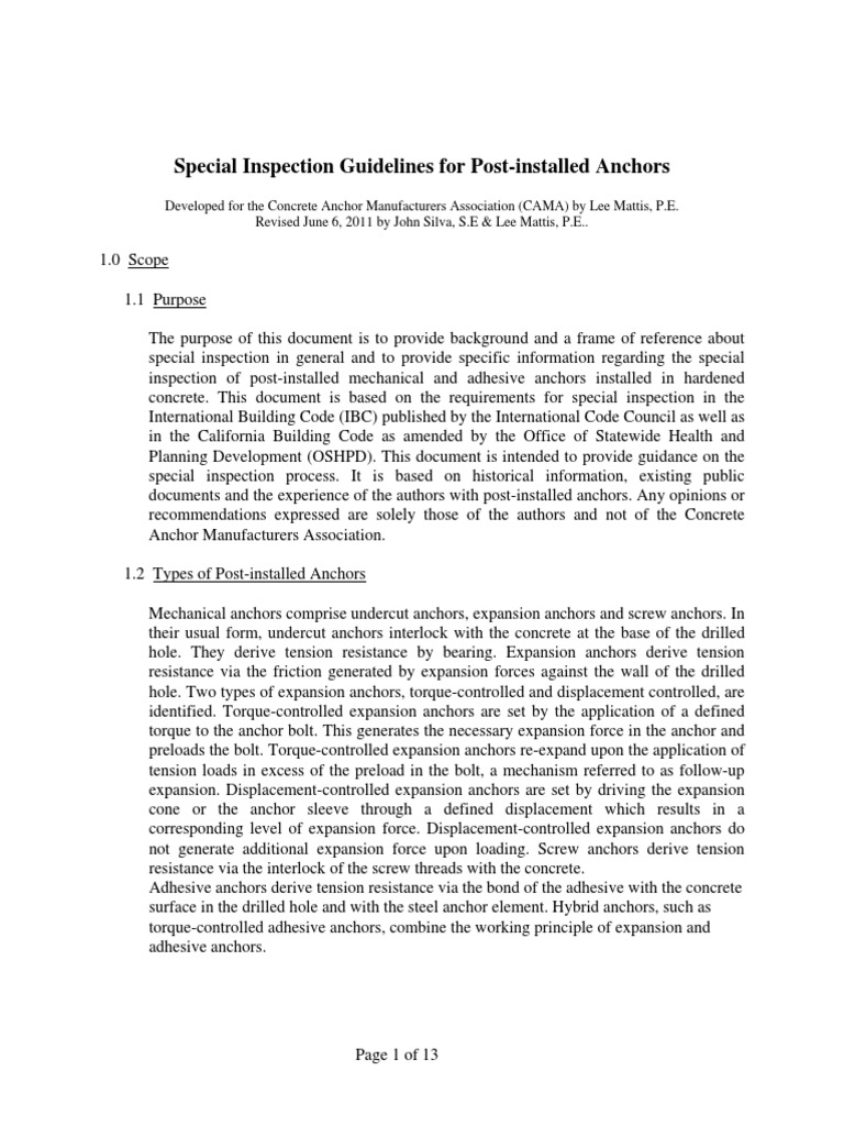 Special Inspection Guidelines Rev 6-6-11 | PDF | Technology & Engineering
